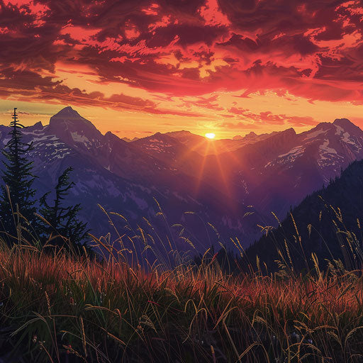 Vibrant Sunset on Washington Mountains