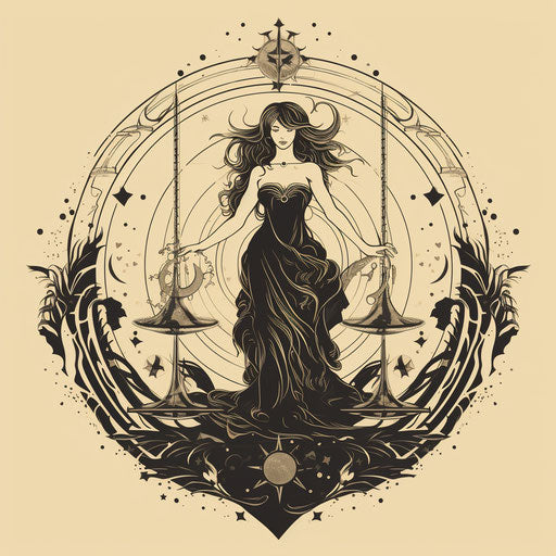 Symbol of witchcraft with witch, sun, moon and yin