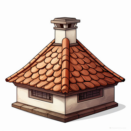 Roof illustration in the style of chiaroscuro art, on white background