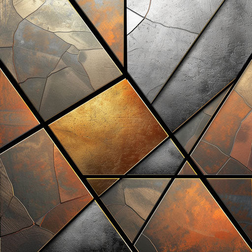 Fractions clipart in photo realistic style with a flat random background, metallic sheen and realistic textures