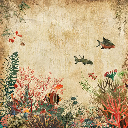 Underwater clipart in photo realistic quality on a flat beige background