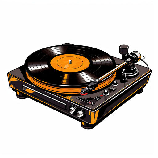 Record player illustration in Chiaroscuro Art style