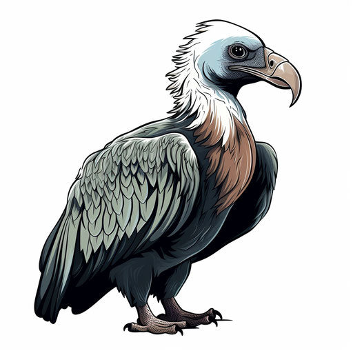 Minimalist vulture illustration on white background