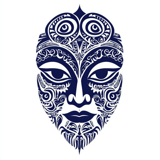 Maori style tattoo sketch with geometric patterns