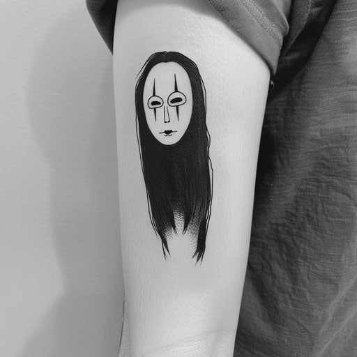 Contemporary flat tattoo sketch of No-Face