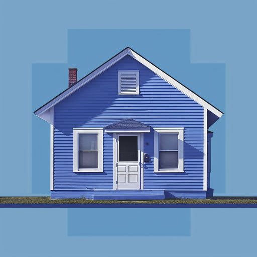 Realistic home clipart on vibrant royal blue backdrop