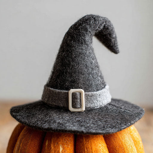 Witch's Hat Perched on a Decorative Pumpkin