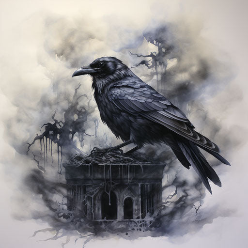Crow on the edge of smoke