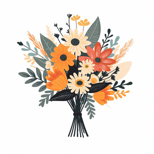 Minimalist flower bouquet on white background