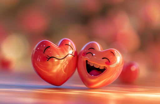 Two happy emotions in heart shape