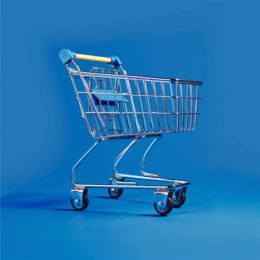 Shiny cart clipart on royal blue: vivid and clear