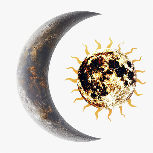 Sun and moon clipart with glossy finish and sharp outlines