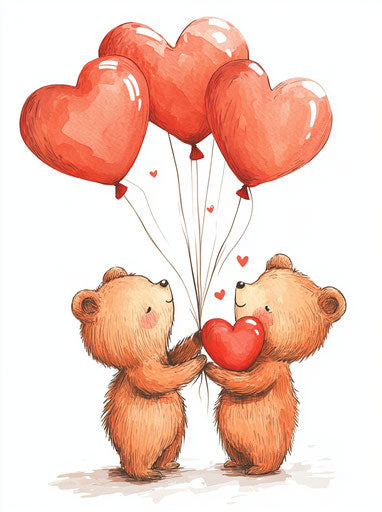 Bear and heart balloons for Valentine's Day