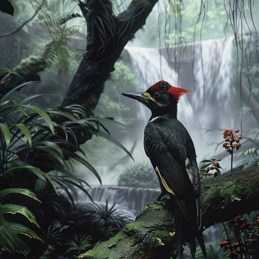 Vivid woodpecker in the rainforest