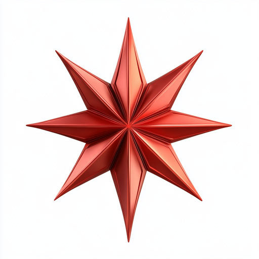 3D Christmas star on flat white background