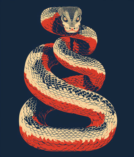 Snake with twisted and striped tail, isolated modern vector