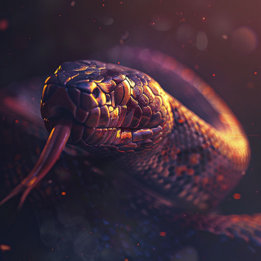 Python snake with a curious tongue flick, in the style of Ashraful Arefin