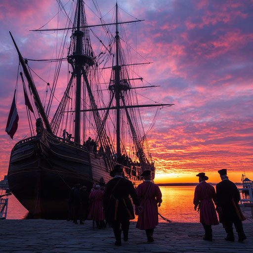 Pilgrims of the Mayflower at Plymouth Rock