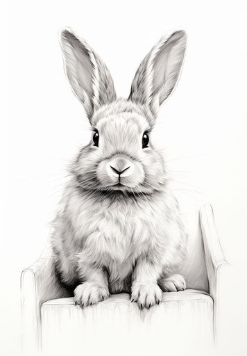 Symmetrical bunny drawing in childlike style, 23:33