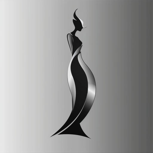Fashion logo with abstract figure and silver background