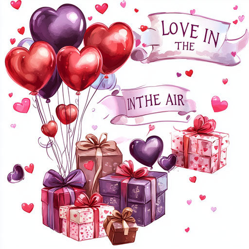 Love in the air with balloons, chocolates, and gifts