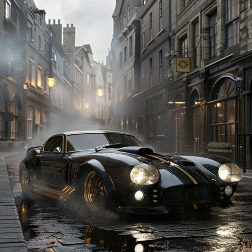 Exploration of a steampunk-inspired car in an old Victorian city