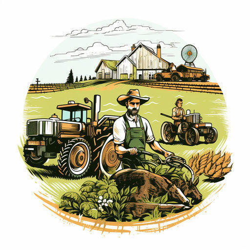 Agriculture clipart in Chiaroscuro Art style, on white background
