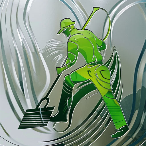 Cleaning company logo in green and silver with a modern background