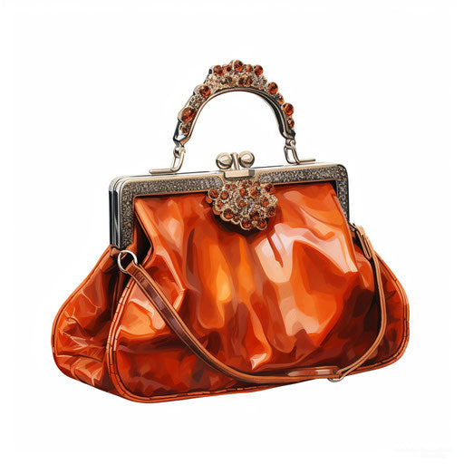 Handbag illustration in the style of oil painting, on white background