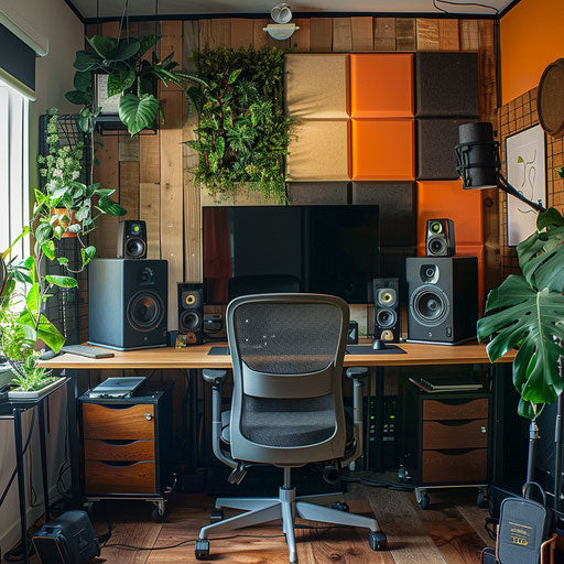Home office with acoustic panels