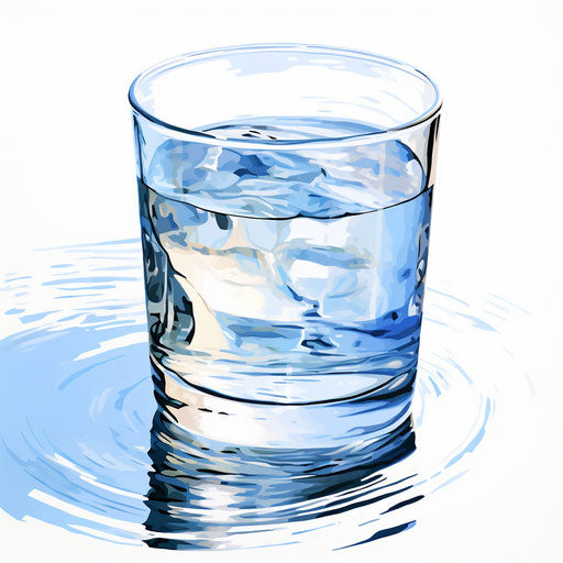 Glass of water clipart in the style of Impressionistic Art