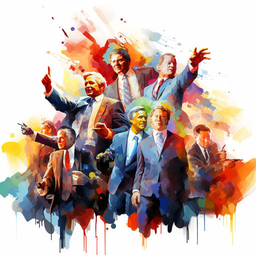 Political clipart in the style of oil painting, on a white background