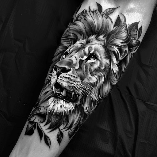 Lion tattoos for men with heroic elements