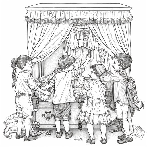 Kids playing with oversized clothes