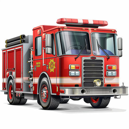 Realistic fire engine clipart with white background