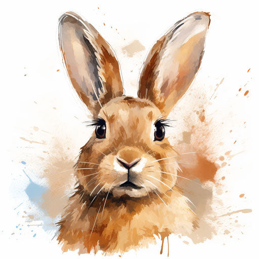 Easter bunny clipart in the style of oil painting, on white background