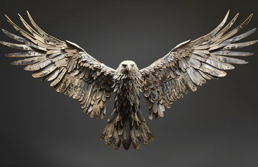 Eagle in dark beige and navy, tattoo, dimensional illusion