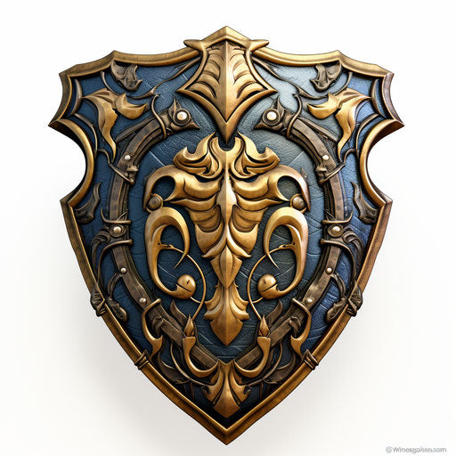 Shield artwork in the style of Chiaroscuro Art, on white background