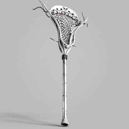 Metallic silver background highlights realistic lacrosse clipart