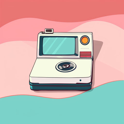 Polaroid clipart in photo realistic style with a random flat background, vintage filter, and delicate lines