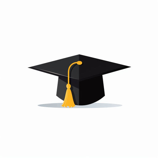 Minimalist-style graduation hat clipart on white background
