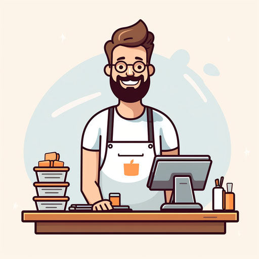 Cashier clipart in the style of Minimalist, on a white background