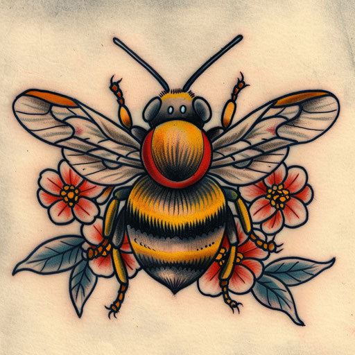 Traditional American style bee tattoo