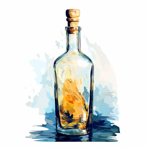 Bottle illustrated in the Impressionistic Art style