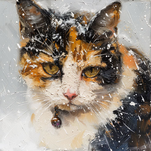 Calico cat in the snow