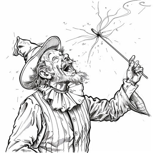 Magician clown with wand and hat
