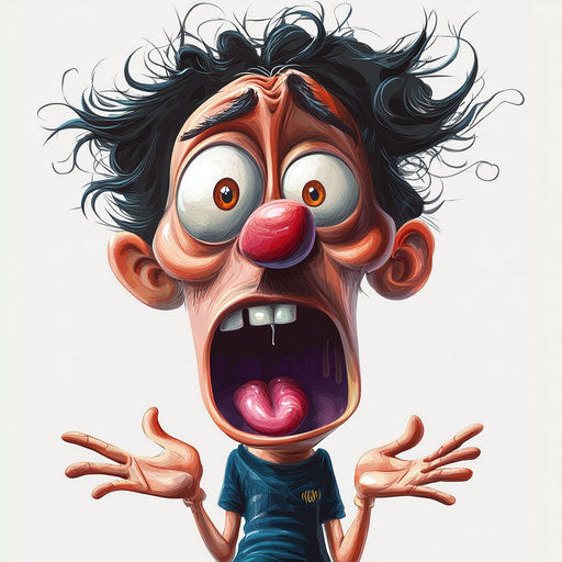 Humorous caricature of a colorful caricature with human characteristics