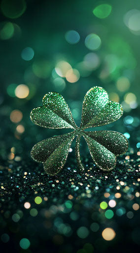 Shamrock, St. Patrick's Day decor, glittery wallpaper