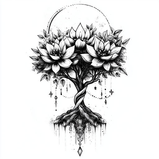 Tattoo sketch Mama with family tree motif