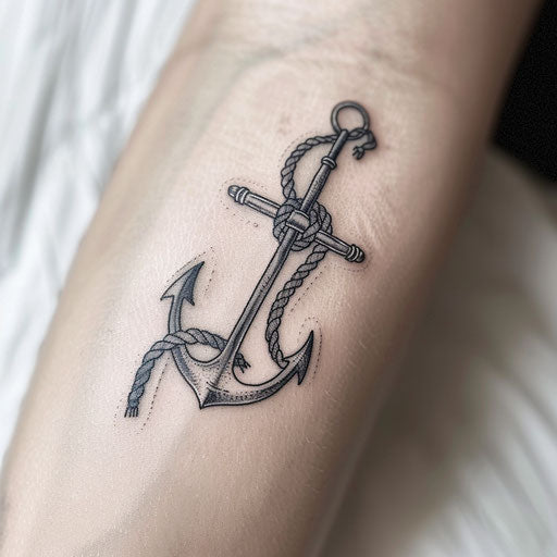 Sailor's rope and anchor tattoo in line art style